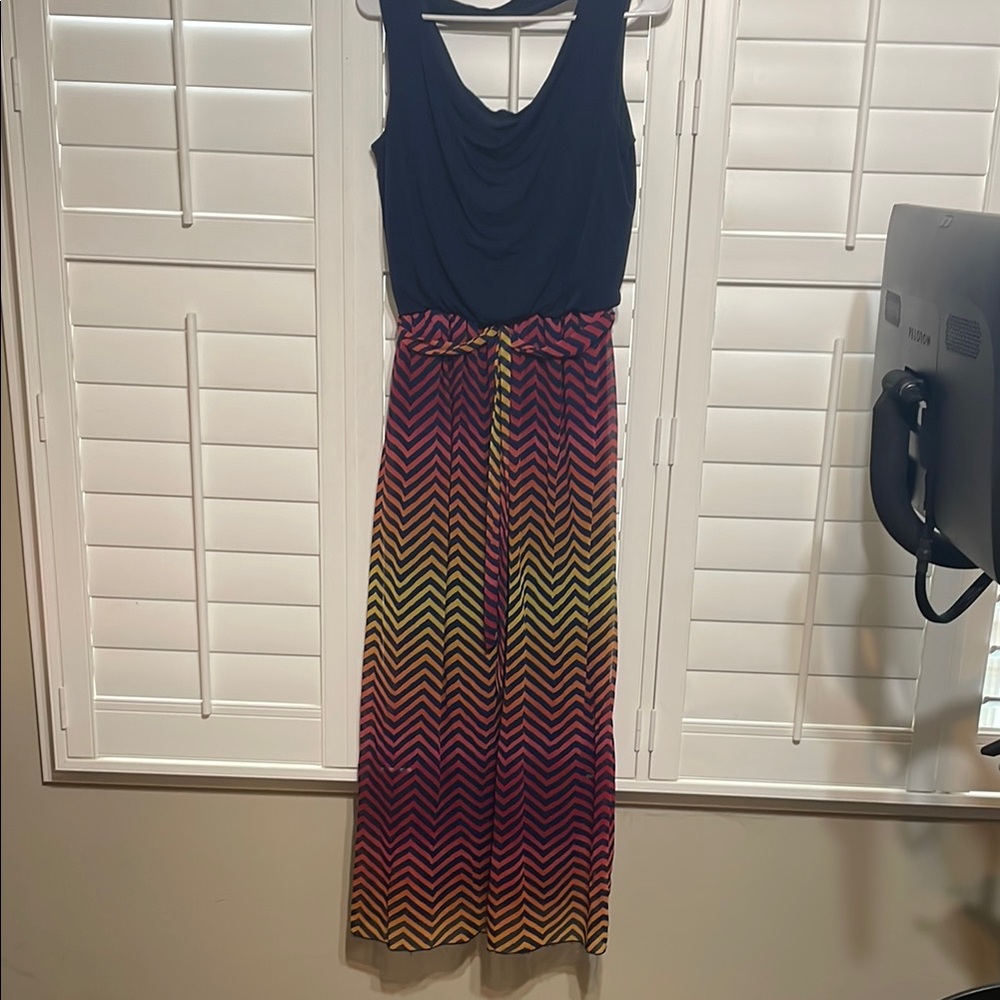 Chevron Pattern Maxi Dress - Multicolor